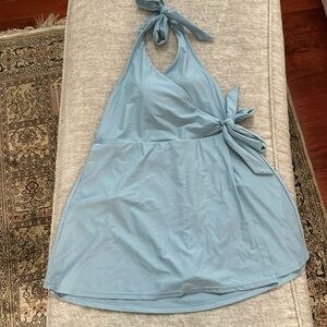 J.Crew Halter Wrap Swim Dress, light blue, size 10